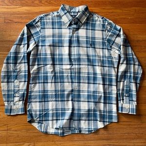 Polo Raplph Lauren white/blue checkered long sleeve button-up